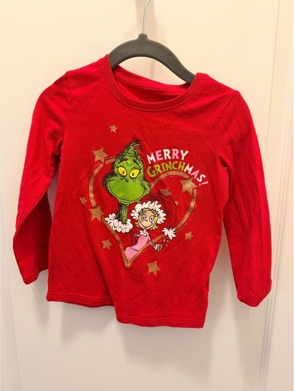 Dr. Seuss The Grinch Merry Grinchmas Red Long Sleeve Shirt 2T